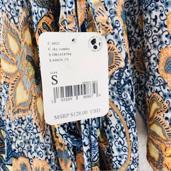 NWT Free People Dress Teegan Mini Faux Wrap Top Long Sleeve Floral V-Neck Large - Picture 10 of 10